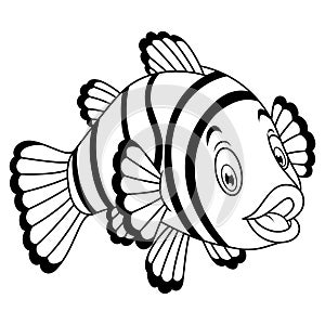 Cute clown fish cartoon line art