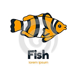 Cute clown fish vector flat illustration