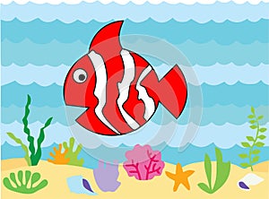 Cute clownfish cartoon character