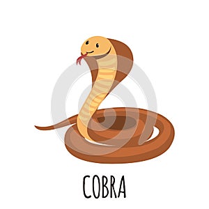 Cute cobra in flat style.