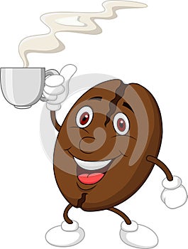 Cute coffee bean cartoon character