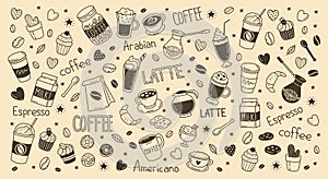 Cute coffeeshop icons set vector