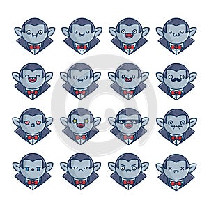 Cute collection of Halloween vampire icon cartoons