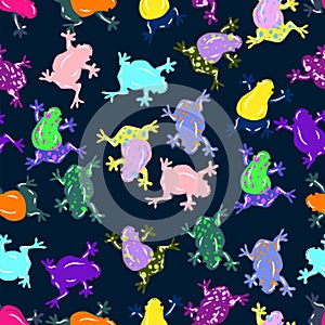 Cute Colored Cartoon Vivid Frogs Vector Kids Pattern Seamless photo