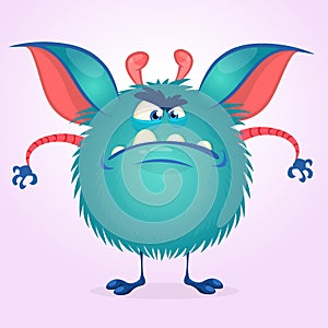 Cute colorful angry cartoon monster. Vector fat monster character. Halloween design