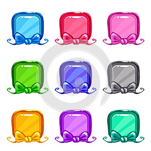 Cute colorful cartoon square buttons set