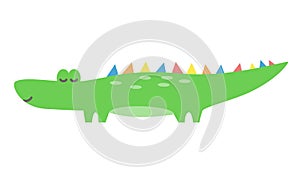 Cute colorful crocodile childish drawing adorable