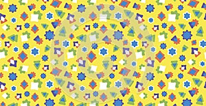 Cute colorful doodles. Bright geometric pattern. Festive children`s background