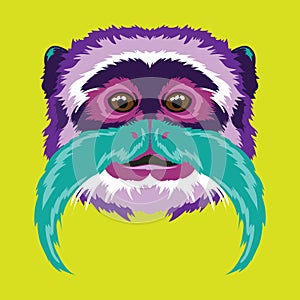 Cute and colorful Emperor Tamarin Monkey face vector design