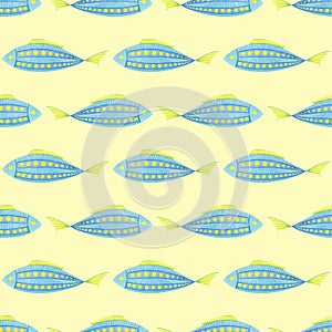 Cute colorful fishes seamless pattern