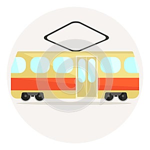 Cute colorful flat tram icon
