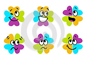 Cute colorful four leaf clover collection