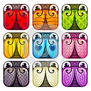 Cute colorful glossy square bugs set.