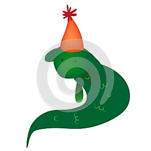 Cute colorful green dragon. Cartoon characters for your designs. Isolated. Birthday party mood