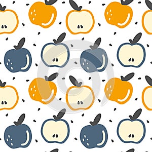 Cute colorful hand drawn fresh apples seamless vector pattern background illustration