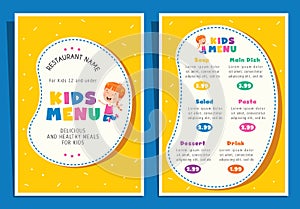 Cute Colorful Kids Meal Menu Template