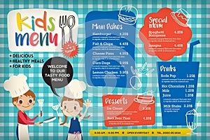 Cute colorful kids meal menu template