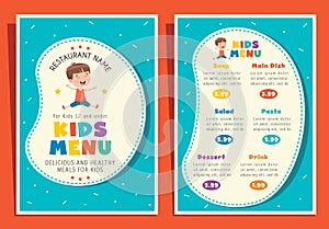 Cute Colorful Kids Meal Menu Template