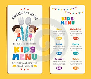 Cute Colorful Kids Meal Menu Template