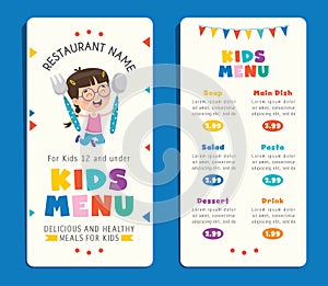 Cute Colorful Kids Meal Menu Template