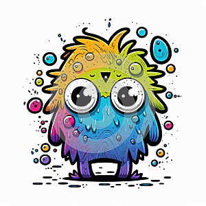 Cute colorful monster on white background created with AI tools