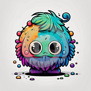 Cute colorful monster on white background created with AI tools