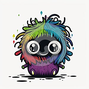 Cute colorful monster on white background created with AI tools