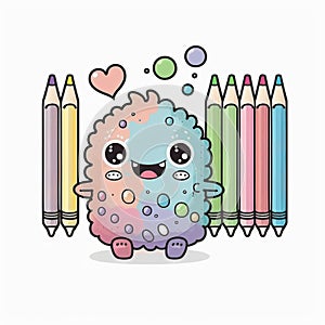 Cute colorful monster on white background created with AI tools