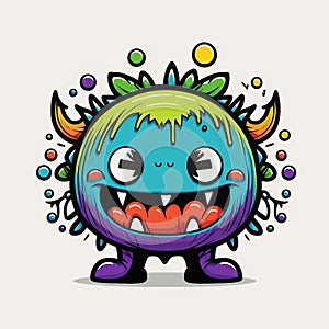 Cute colorful monster on white background created with AI tools