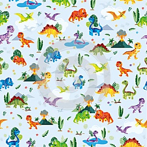 Cute and colorful origami dinosaur pattern