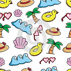 Cute Colorful Seamless Summer and Beach Pattern