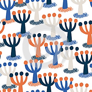 Cute colorful trees seamless pattern. Vector illustration