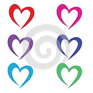 CUte colorfull heart icon february vector set