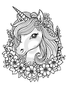 Cute Coloring for Kids with Unicorn