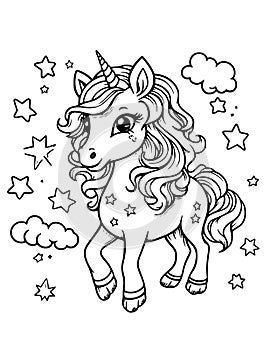 Cute Coloring for Kids with Unicorn