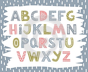 Cute colourful font in scandinavian style