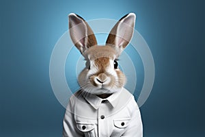 Cute companion Studio shot of an isolated young white rabbit