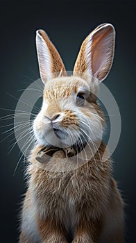 Cute companion Studio shot of an isolated young white rabbit