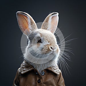 Cute companion Studio shot of an isolated young white rabbit