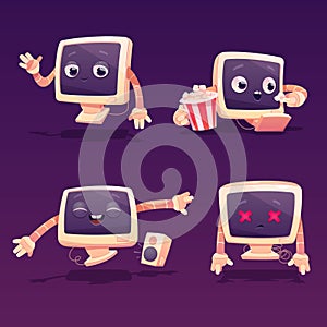 Cute computer character in different poses