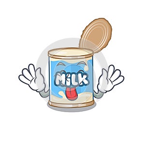 Cute condensed milk cartoon mascot style with Tongue out