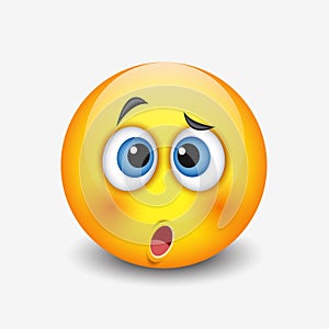 Cute confused emoticon - emoji, smiley - vector illustration