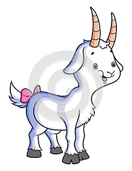 The cute contestant goat with the ribbon on the tail