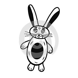 Cute contour bunny rabbit cartoon icon. Child toy. Idea for decors, school holidays, childhood themes. Vector isolated artwork.