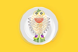 Cute Cooked Halibut Flounder Flatfish Vector Illustration