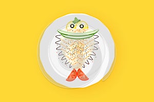 Cute Cooked Halibut Flounder Flatfish Vector Illustration