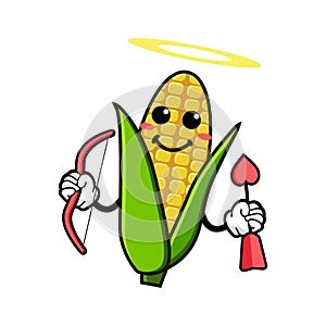 Cute corn cartoon mascot character