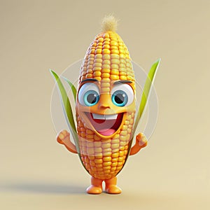 Cute Corn Happy Cartoon Character