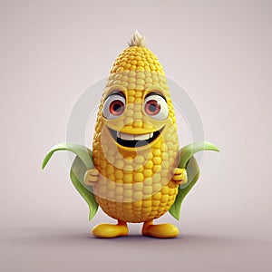 Cute Corn Happy Cartoon Character