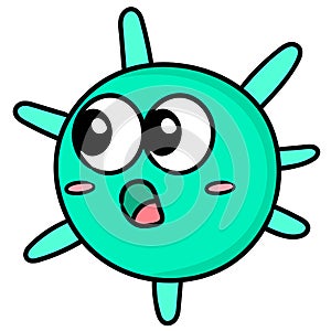 Cute corona virus emoticon with gape face, doodle icon image